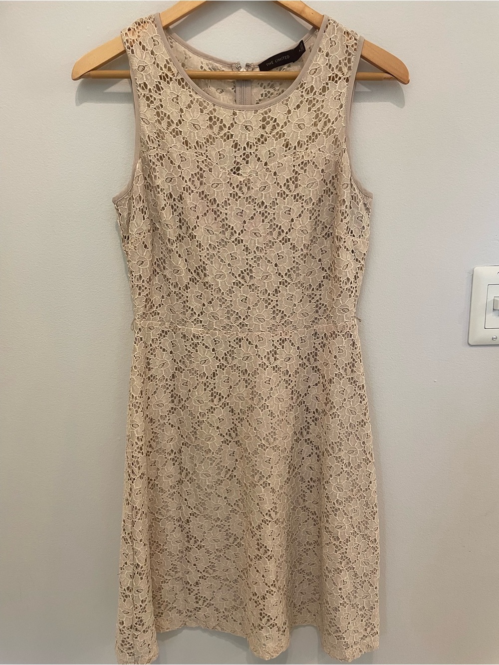 The Limited Cream Floral Lace Sleeveless Midi Dress